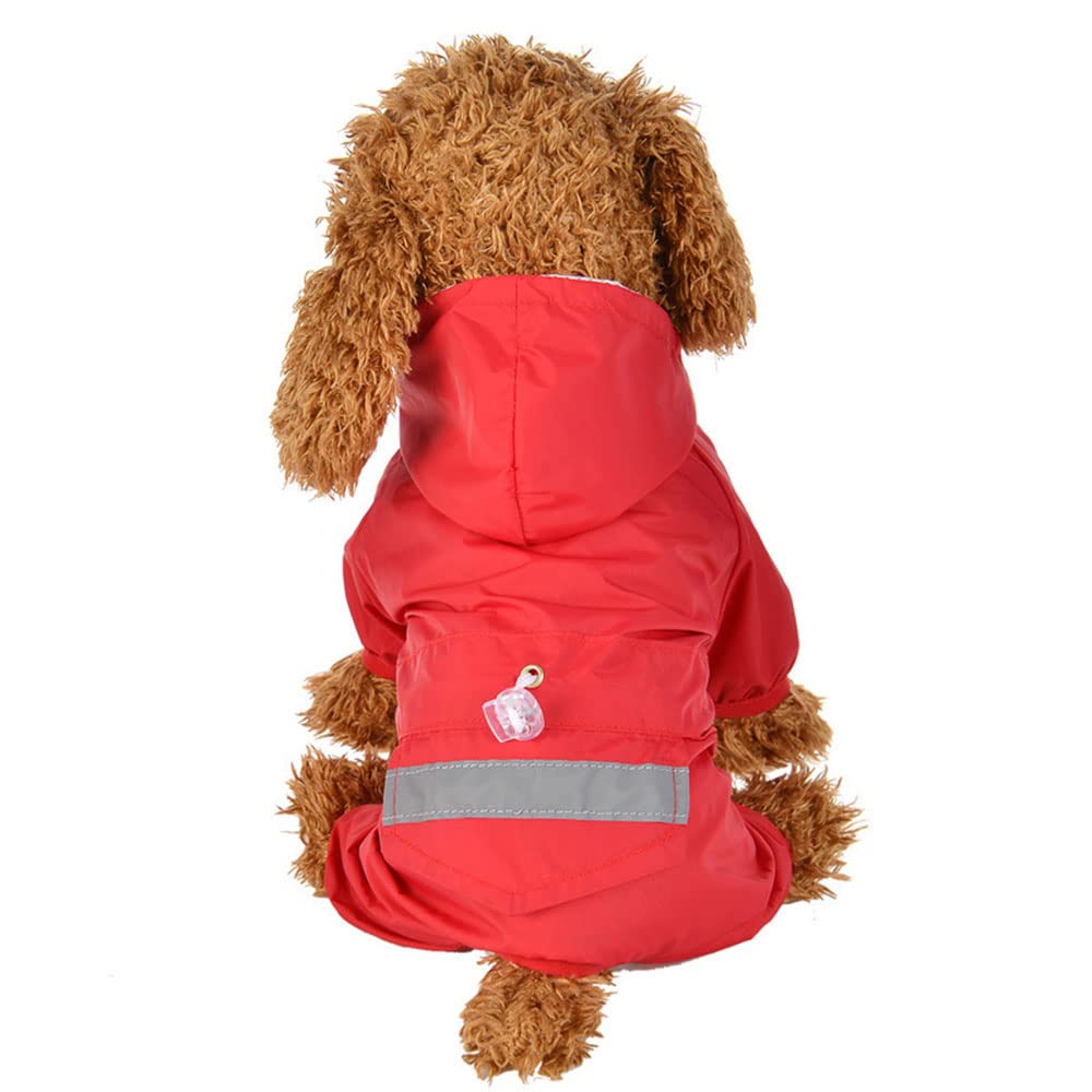 płaszcz przeciwdeszczowy dla psa, Pet Cat Dog Wodoodporny Płaszcz Przeciwdeszczowy Kombinezon Odblaskowy Kaptur Szczeniak Pies Kurtka Outdoor Odzież dla Małych Psów Artykuły Dla Zwierząt(Red,XXL)