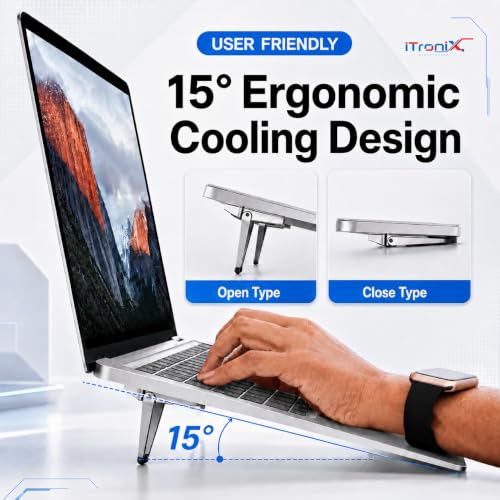 iTronix Portable Invisible Laptop Riser Stand Silver - Image 3