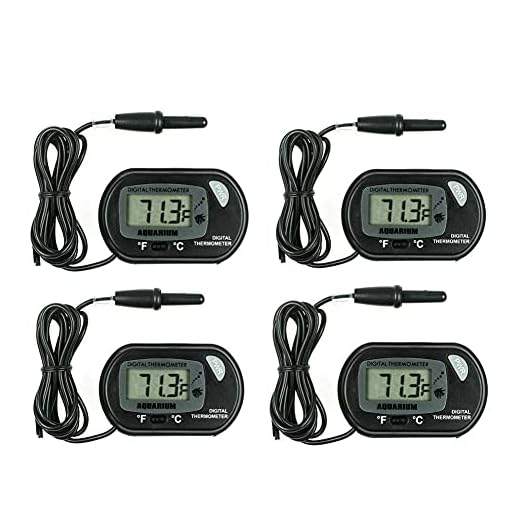 GuDoQi Aquarium Thermometers, 4 Pack Digital Water Thermometer with Suction Cup for Fish Tank, Aquarium, Marine Reptile Habitat Temperature