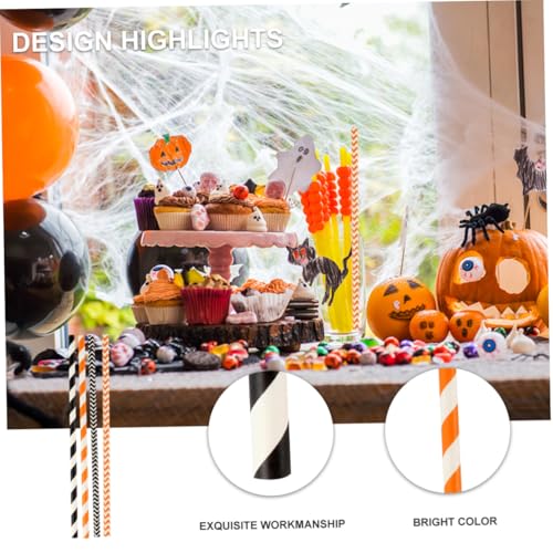 Pajillas desechables de papel Kraft Halloween 100 pcs miniatura 3