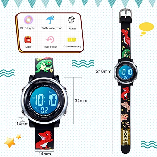 Kids Digital Sport Watches for Girls Boys, Waterproof Outdoor LED Timer with 7 Colors Backlight 3D Cartoon Silicone Band Child Wristwatch4