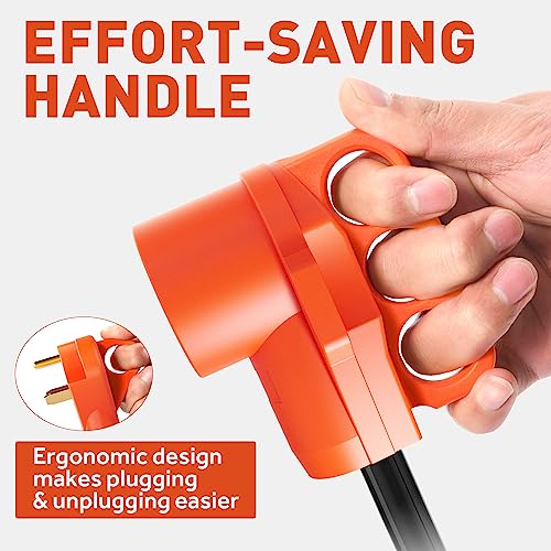 SnowyFox 30A Male to 50A Female RV Power Cord Plug Adapter Heavy Duty Electrical Power Adapter with LED Indicator — view 5