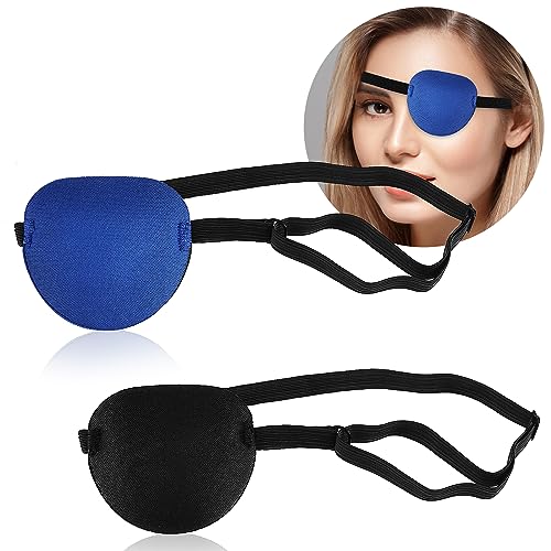 Ouligay 2 Stück Medizinisch Augenklappe für Erwachsene Medizinische Augenklappe Pirat Piraten Verstellbare Eye Patches für Linke Oder Rechte Augen Amblyopie Erholungsphase nach Operationen