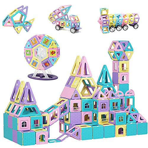 LONEEDY 78 Pcs Magnet Toys Kids Magnetic Building Tiles 3D Macaron Colors Magnetic Blocks Preschool Building Sets Educational Toys for Toddlers Boys and Girls (78 PCS)