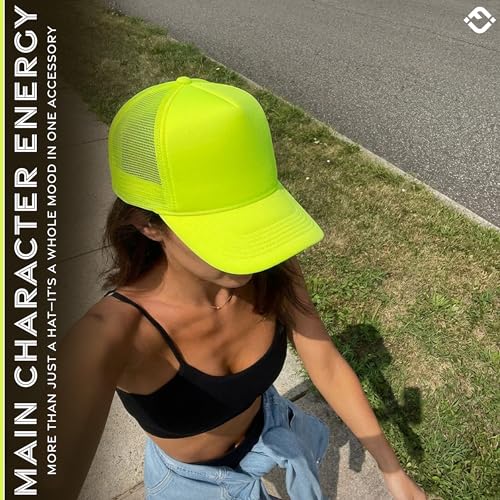 Image of Funky Junque Foam Trucker Hat, Trucker Hats for Women & Men - Blank Adjustable Snapback Mesh Back Baseball Cap