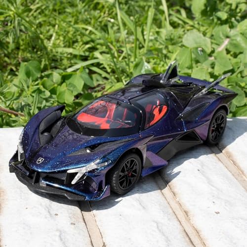 Image of 1 /24 Apollo EVO Alloy Car Model Pull Back Function with Realistic Sound & Bright LED Lights Perfect Toy Car for Kids & Collectors (Purple)