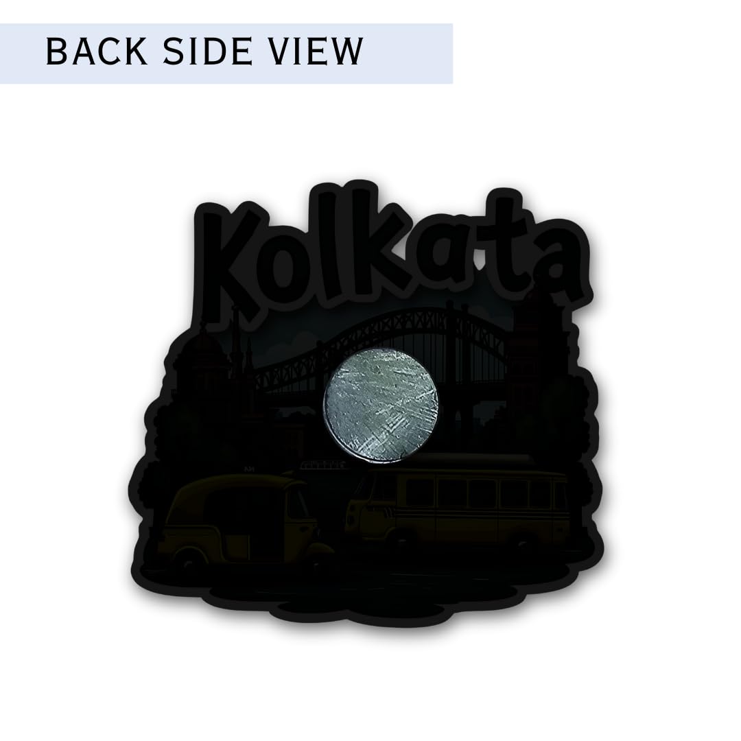 GiftODay Kolkata City Theme Souvenir Wooden Fridge Magnet for Refrigerator - Kolkata Fridge Magnet for Kitchen & Home Decor | Perfect Souvenir Gift | Size 3x3 Inches | Pack of 1 1