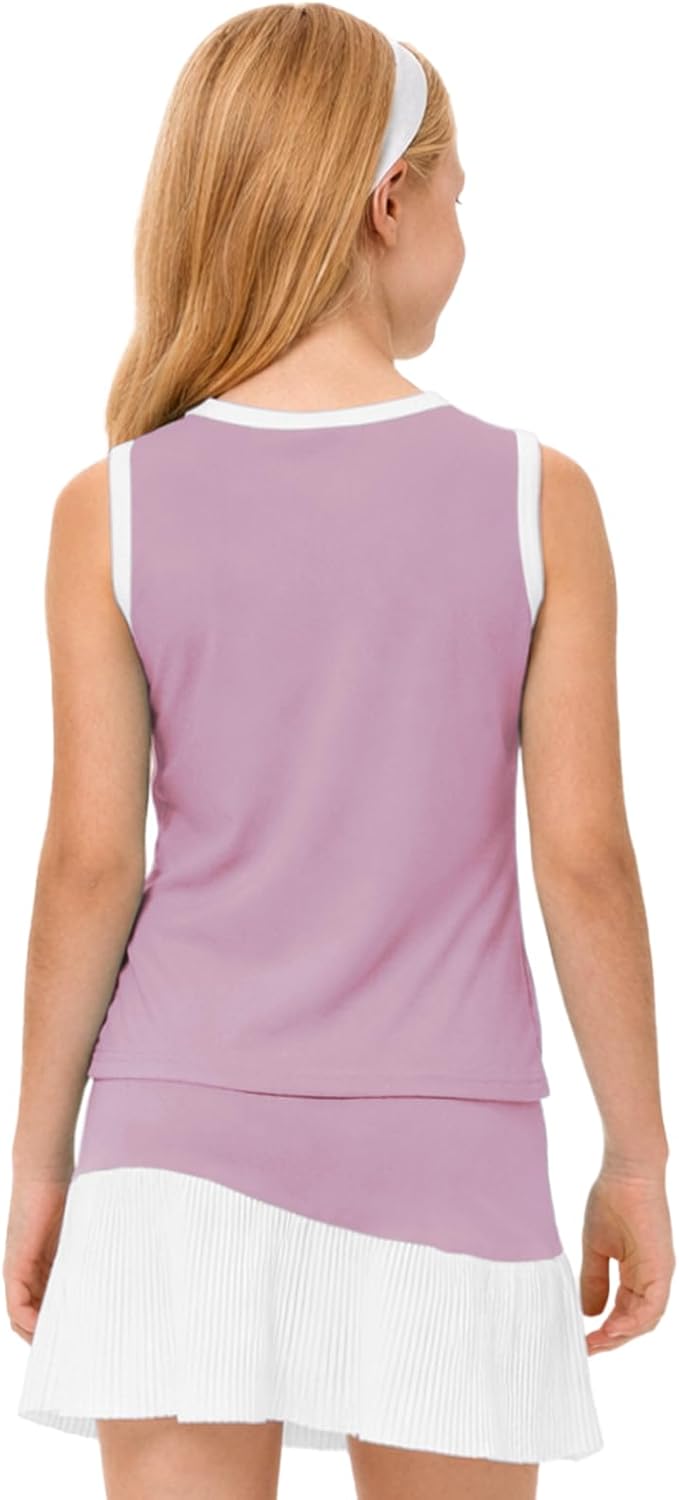 Remimi Girls Tennis Dress Cute Outfit Sleeveless Workout Tank Top and Sport Skirt Set 4-12 Years