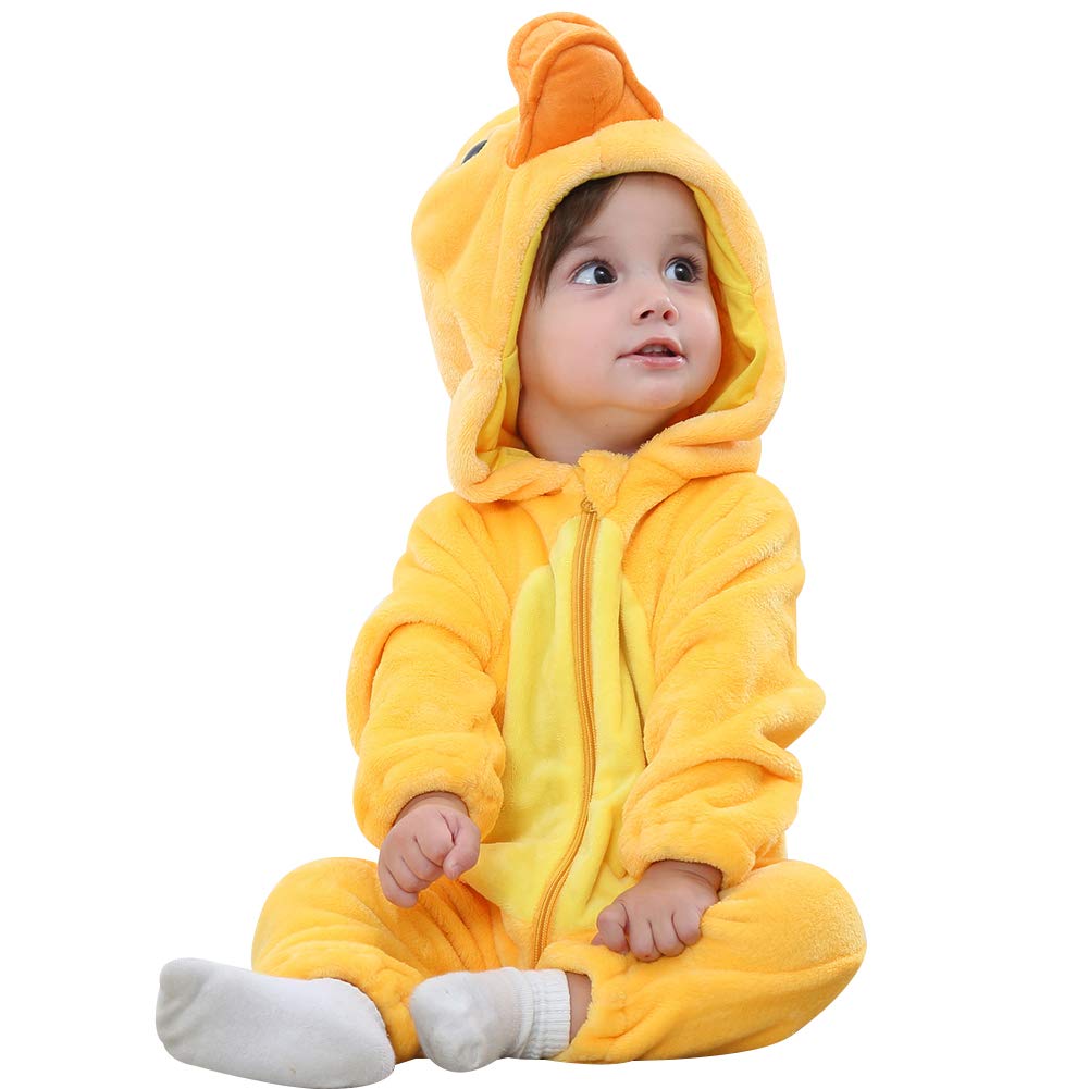 ANUFER Unisex Bambina Cappuccia Pagliaccetto Flanella Carina Animale Tuta Pigiama 0-36 Mesi