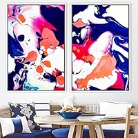2 Piece Framed Canvas Wall Art Organic Fluids Canvas Prints Home Artwork Decoration for Living Room,Bedroom - 16