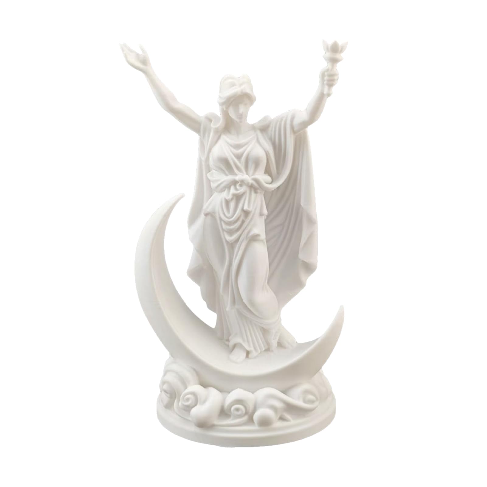 Virelynx 3D Printed Greek Goddess Figurine – Crescent Moon Statue, Resin Sculpture Ornaments for Home Office Desktop Bookshelf