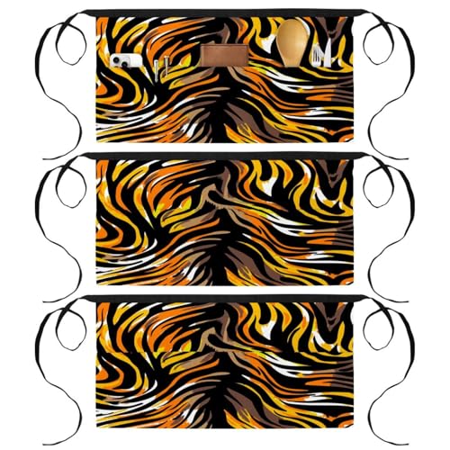 Tablier court de chef pour cuisine et pâtisserie motif tigre multicolore élégant