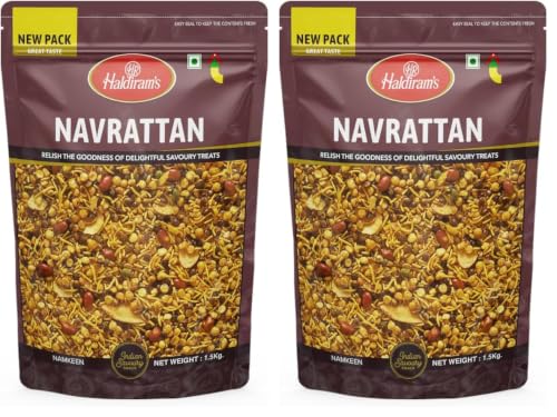 Image of Haldiram's Navrattan Mixture 1.5kg | Spicy & Crunchy | Classic Indian Namkeen | All-time Favorite Snack for Parties & Everyday Enjoyment (Pack of 2)