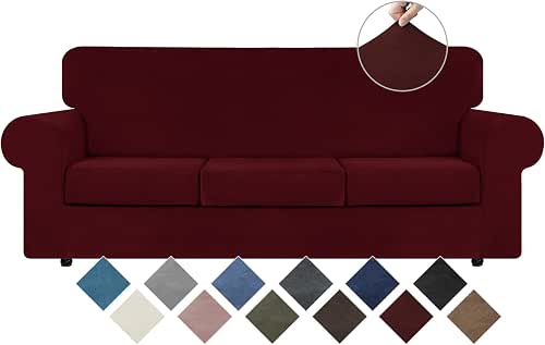 WEERRW Velvet High Stretch Couch Covers for 3 Cushion Couch