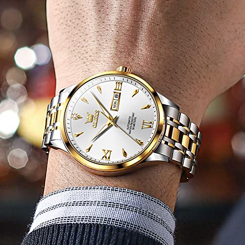 Image of OLEVS Automatic Mens Watches Self Winding Mechanical Business Luxury Dress Wrist Watch Stainless Steel Waterproof Luminous Day Date