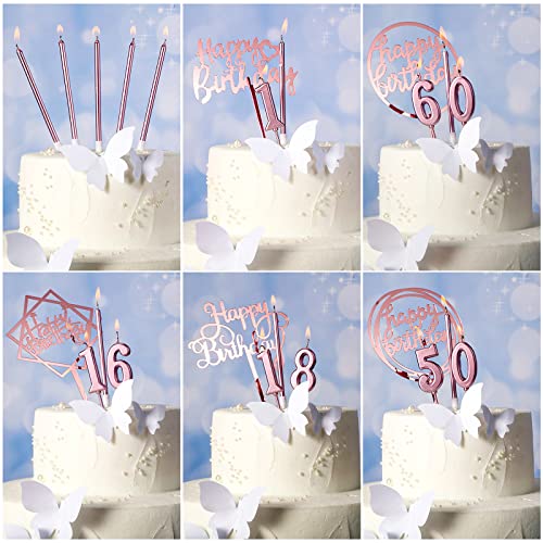84 Pcs Birthday Candles Set 30 Numeral Birthday Candles Cake Numeral Candles 48 Metallic Birthday Candles Cake Candles 6 Glitter Acrylic Happy Birthday Cake Toppers For Wedding Party (Rose Gold) #TOP4