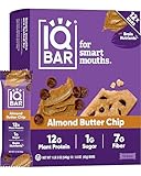 IQBAR Brain and Body Clean Plant Protein Bars - Almond Butter Chip - 12 Bars - Keto, Vegan, High Fiber, Gluten and Dairy Free, Low Sugar Snack with Nutrients for Focus, Energy, Meal Replacement
