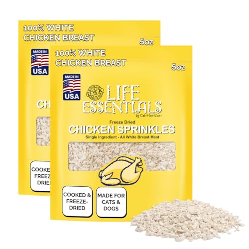 Life Essentials by Cat-Man-Doo | Chicken Sprinkles - 2 Pack of 5oz. Bags | Freeze Dried Chicken Cat & Dog Treats | Healthy Single Ingredient Training Treats High Protein