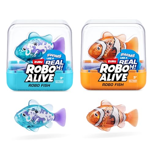 Pez Robótico Nadador Robo Fish Series 3 de ZURU(Naranja y Verde Azulado)