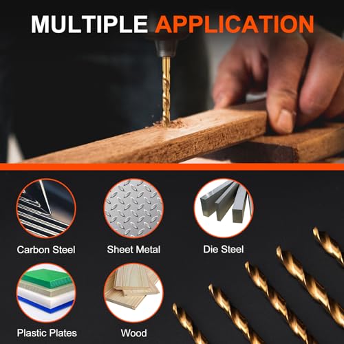 Comoware TITANIUMDRILLBIT-100 Pcs Titanium Drill Bit Set - High Speed Steel For Steel, Wood, Plastic, Metal, Copper, Aluminum Alloy thumb #1