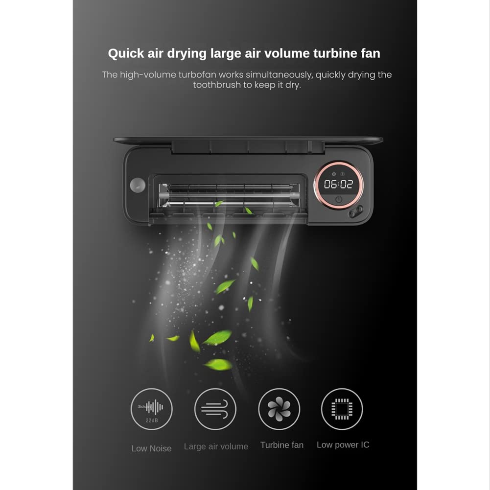 Sterilizzatore per spazzolino da denti UV, ricaricabile, supporto da parete con display a LED, accessori da bagno, nero