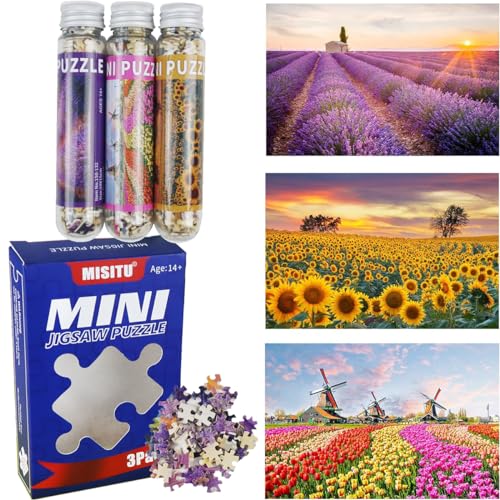 MISITU 3er-Pack mit 150-teiligen Mini-Puzzles für Erwachsene, kleine knifflige, herausfordernde Kunstfertigkeit für Erwachsene (Lavendel)