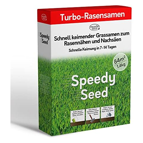 Pronto Seed Rasensamen - 1,4 kg Premium-Qualität, 84 m2 Abdeckung für Nachsaat - schnell wachsende und strapazierfähige Grassamen - auf DE-Klima zugeschnitten - Defra-zugelassen Cover