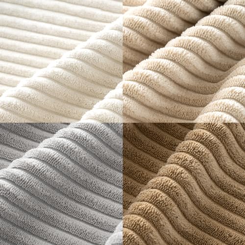 Image of MIULEE Boho Farmhouse Throw Pillow Covers 18x18 Inch Set of 4 Neutral Rustic Decorative Cushion Covers Soft Corduroy Nordic Home Decor for Couch Bed Sofa Living Room