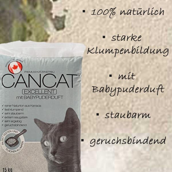 2x15 kg CANCAT Excellent kanadische Premium Katzenstreu Klumpstreu Babypuderduft