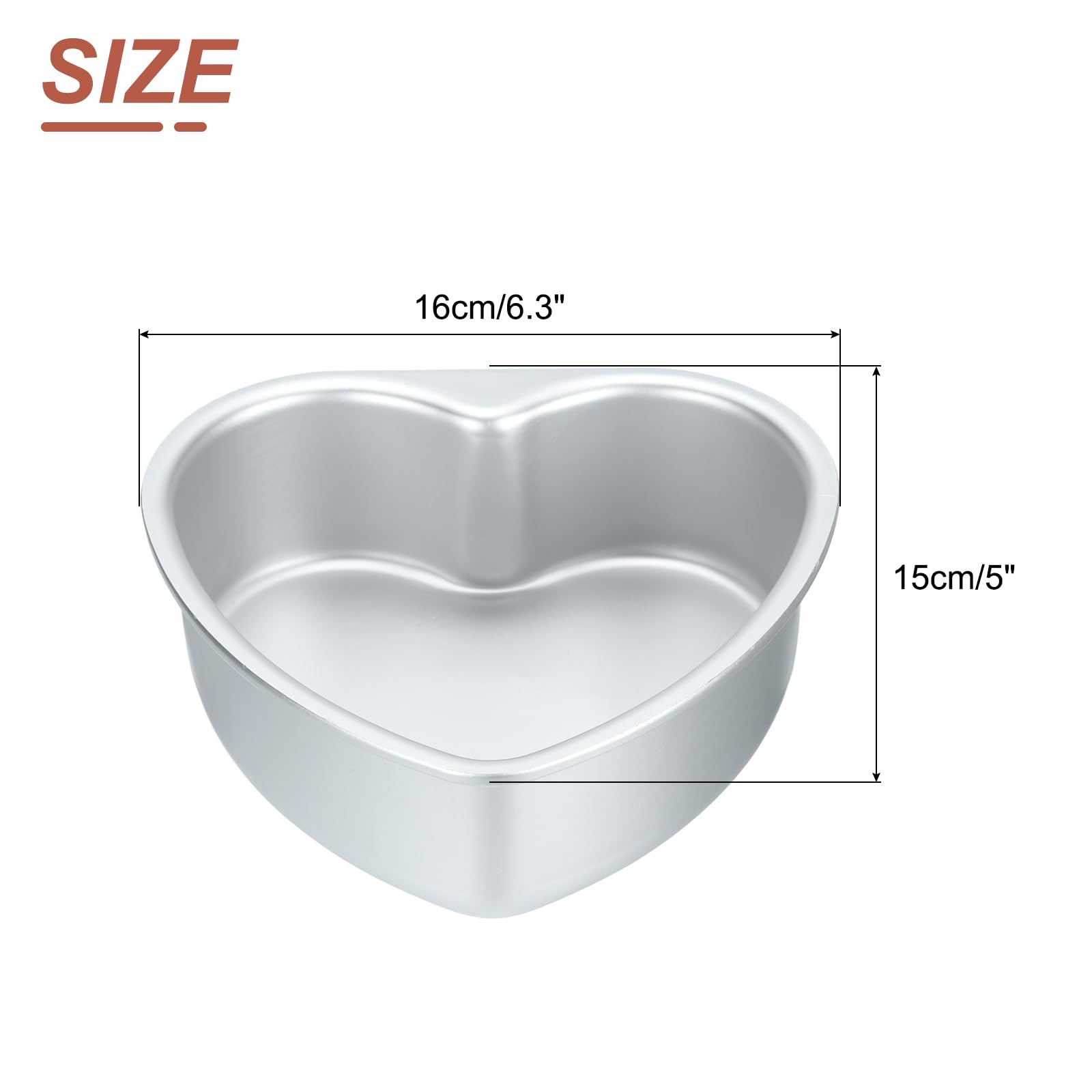 uxcell Lot de 3 moules à gâteau antiadhésifs en alliage d'aluminium en forme de cœur pour mariage, anniversaire, Noël, 16 x 12,7 cm, argenté