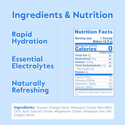 Image of Nectar Sugar Free Electrolytes Powder - Organic Fruit No Sugar or Calories - Hydration Powder for Dehydration Relief and Rapid Rehydration - Keto and Paleo (Orange 40 Serving Tub)