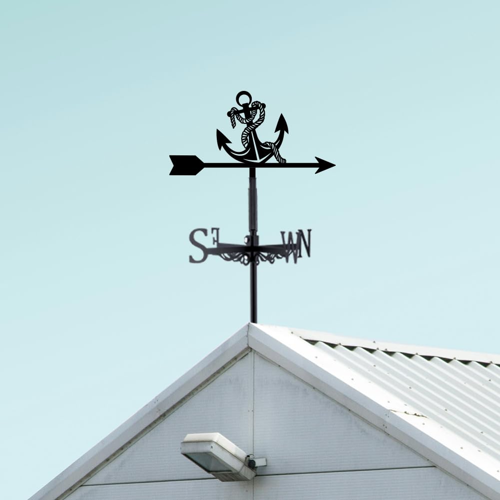 SUPERDANT Girouette de Jardin Exterieur Ancre Girouettes Ancre Girouettes Métal Noir Girouettes Ancre Girouette Ornement de Jardin Décoration de Paddock de Remise Deco Jardin Exterieur