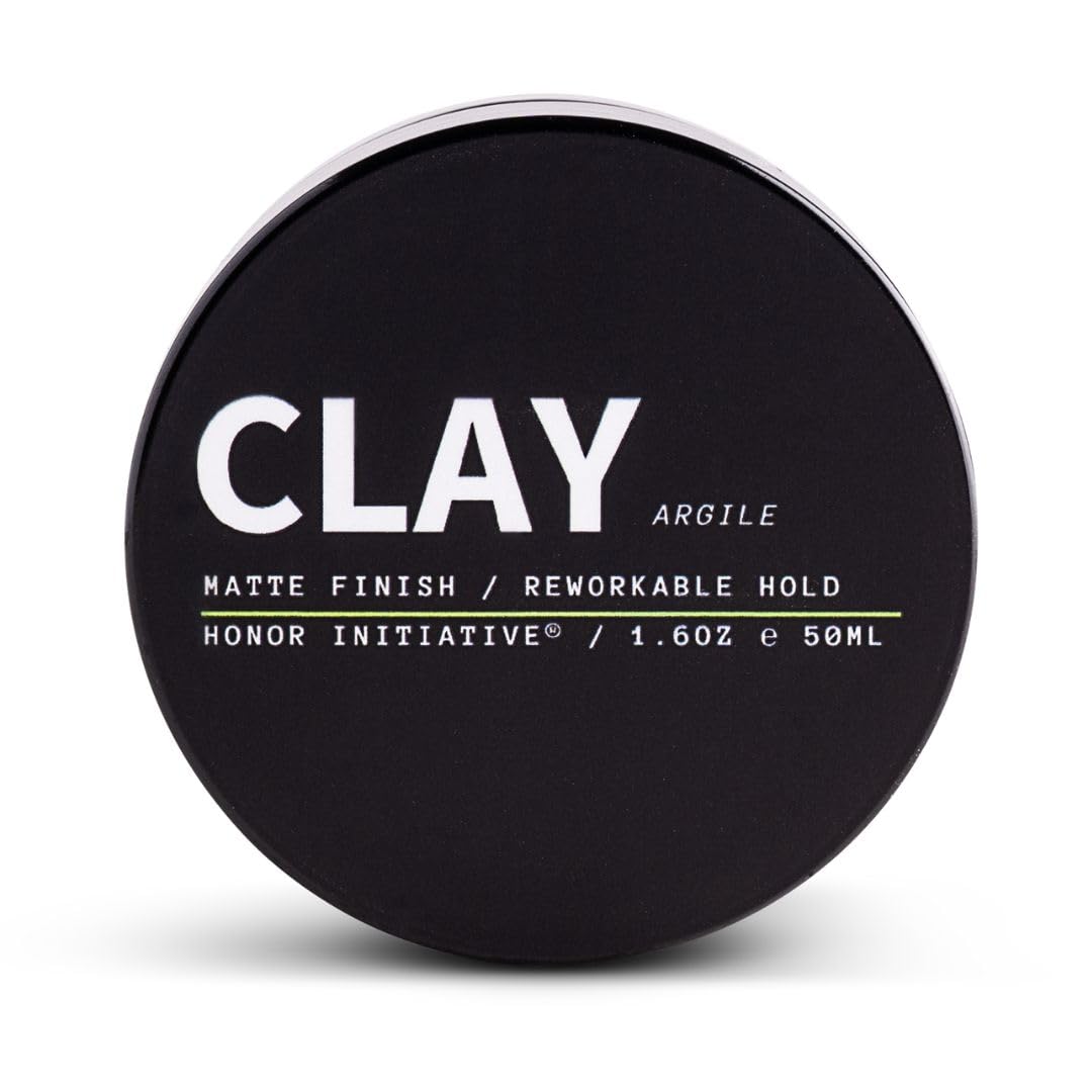 Honor Initiative Hair Clay Pomade - Matte Finish, Reworkable Hold, Non-Greasy, No Overpowering Fragrance - Volumizing Pomade for Thin Hair, 1.6 OZ (Pack of 1)