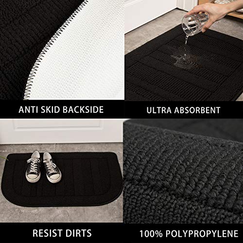 Beqhause 30X18 Inch Kitchen Rug Mats, Durable Anti-Slip Absorbent Dirt-Resistant Kitchen Rug Pet Mat Machine Washable (Black) #TOP1