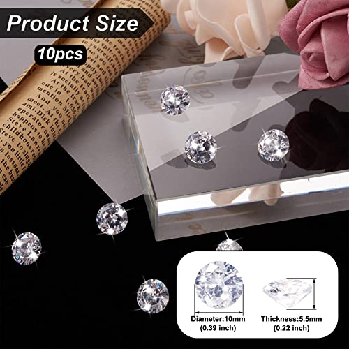 Craftdady 10pcs 10mm Cubic Zirconia Stone Clear Grade A CZ Rhinestone Faceted Cabochons Pointed Back for Jewelry Making Earrings Rings DIY Crafts - Image 3