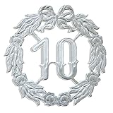 Kunze A013060102 Jubiläumszahl 10, Ø 18 cm, Silber