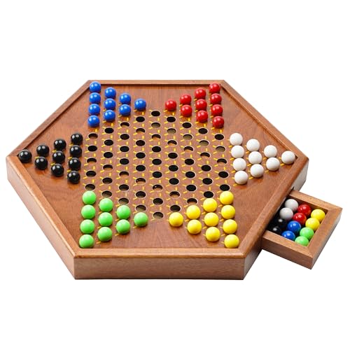 Juego de Damas Chinas de Madera con Almacenaje y 16mm Canicas miniatura 1