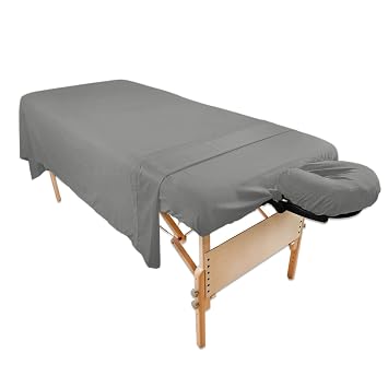 Tranquility Microfiber Massage Sheet Sets by Body Linen - Lightweight, Long-Lasting Microfiber Massage Table Sheet Set - Stain-Resistant, Soft and No Pilling - Gray