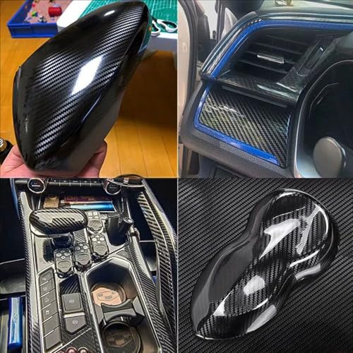 Image of 6D Carbon Fiber Vinyl Self Adhesive Film Wrap Roll Bubble Free Air Release Technology DIY Wrap Film for Motor Interior (1ft x 3ft, Black)