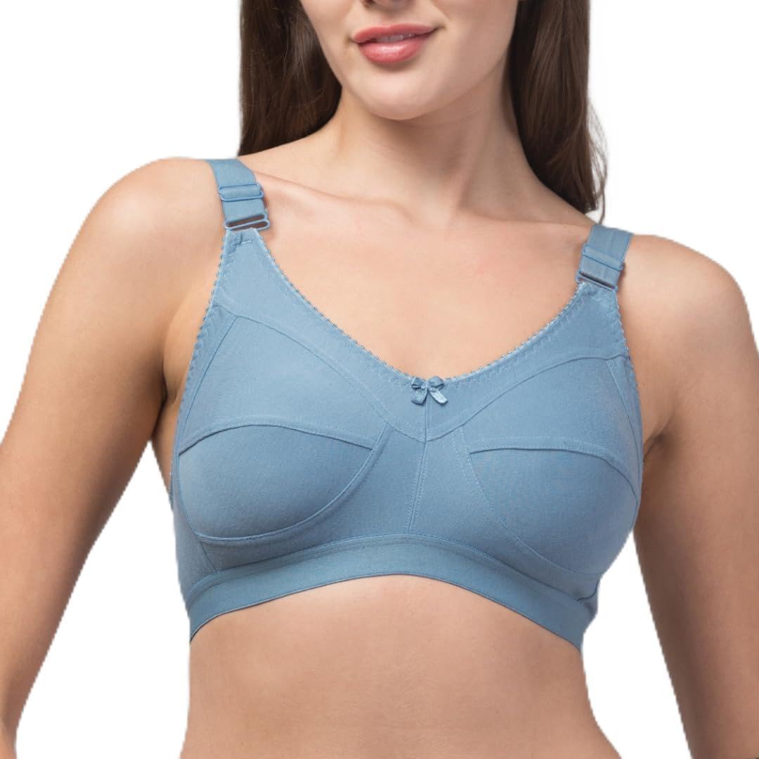 Amber Women’s Full Coverage Non-Padded Wire-Free Bra | Cotton Blend Seamed Bra for Women | Comfortable Everyday Innerwear for Daily Use, Women & Ladies Innerwear-picture-29