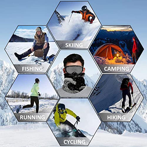 Wondertify Sea Great Waves Neck Warmer Japanese Kanagawa Star Moon Men Women Windproof Neck Gaiter Cold Weather Balaclava Ski Tube Scarf Black White #TOP4