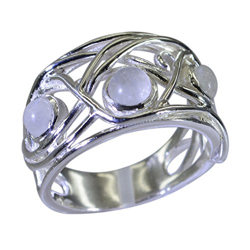 Bague en argent et pierre de lune véritable fait main pour femme
