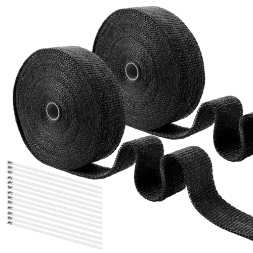 Bande thermique échappement voiture ruban isolant noir 50mm avec colliers pour tuyau moteur
