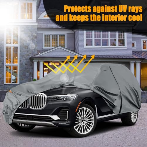 Image of Waterproof Premium Car Covers Replace for 2019-2025 BMW X7, 10 Layers Heavy Duty with Cotton Liner All Weather Car Cover with Zipper Door, Windproof Bands for Snow Rain Dust Protection