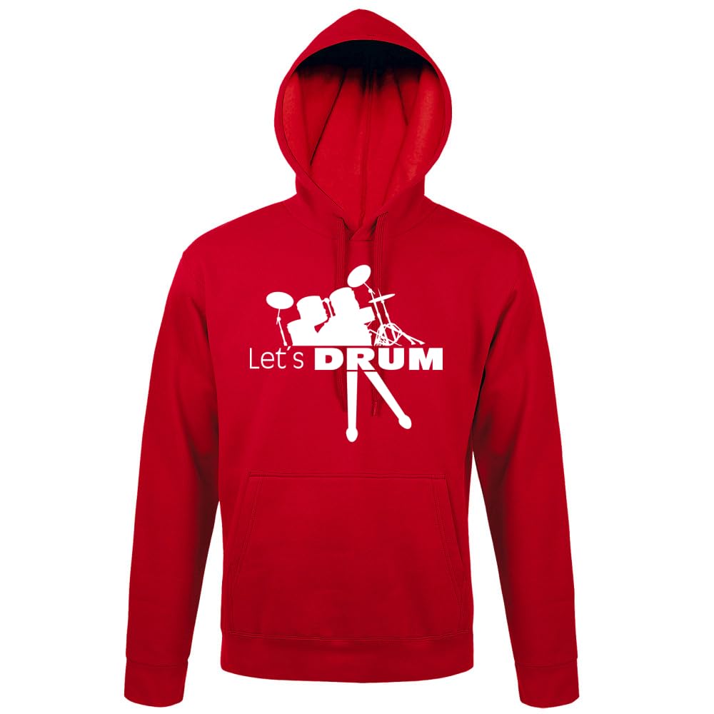 Lets Drum perkusja z patyczkami męska bluza z kapturem, czerwony, 4XL