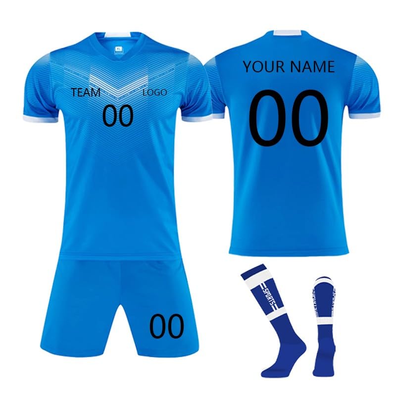 Genérico Camisetas De Futbol Niño Equipaciones de Entrenamiento de fútbol Personalizadas Camisetas Futbol Niño con Tu Nombre y Número Personalizar Maillot de Fútbol para Niños Y Adultos