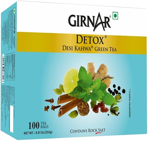 Girnar Detox Green Tea (Desi Kahwa) (100 Tea Bags)
