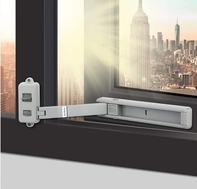 Luminexia Cerradura de Ventana Segura para niños,Tope de Ventana,Bloqueo de Seguridad Ventana,Fácil de Instalar,Cerraduras de Restricción de Ventana,Limitador de Robo de Ventana,Gris