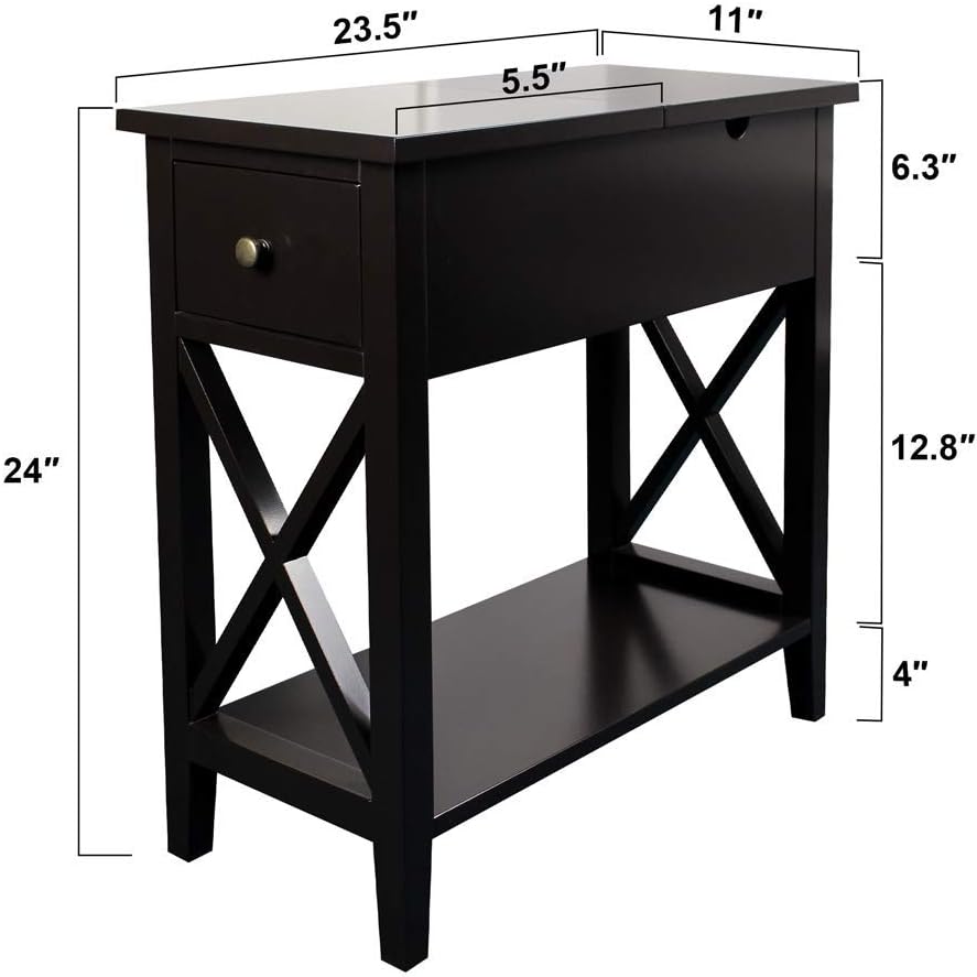 ChooChoo Flip Top Open End Table, Narrow Side Table Slim End Table for Living Room Bedroom : Home & Kitchen