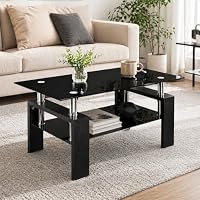 Amazon｜ガラステーブル センターテーブル | 幅88×奥行47×高さ42cm